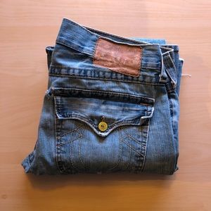 True Religion Flair Jeans with Yellow Buttons